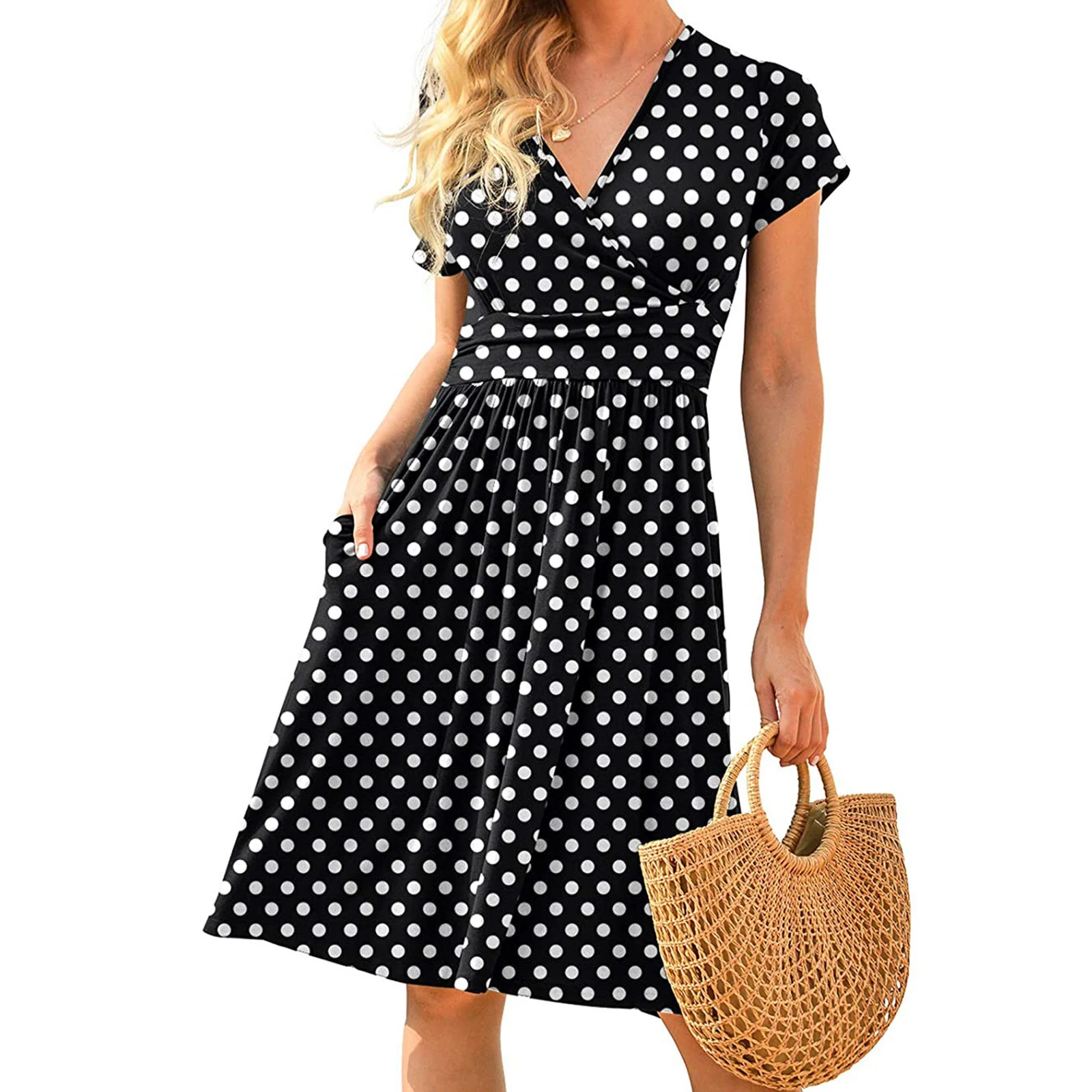 ❤️ Womens Casual Short Sleeve Mini Dress Ladies T Shirt Dress A-Line Sundress US