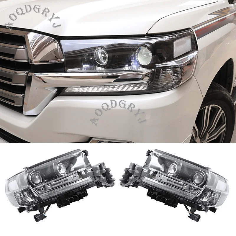 Автозапчасти 1 пара объектив светодиодный фары Модификация черный подходит для Toyota Land Cruiser LC200