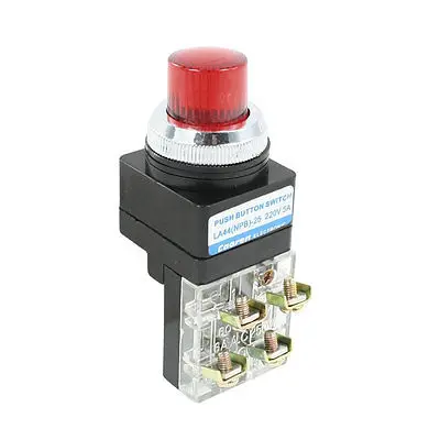 

3D Red Cap 1NC 1NO 6-Terminal NPB-25 Type Push Botton Switch 5A AC 220V