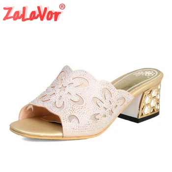 

ZALAVOR Plus Size 32-46 Lazy Party Bling Sexy Sandals Office Ladies Simple Daily Summer Shoes Women Flower Sandals