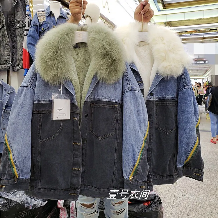 

Real Fox Fur Winter Coat Women New Pie Overcoat Removable Liner Warm Cotton Padded Parka Femme Streetwear Casaco Feminino