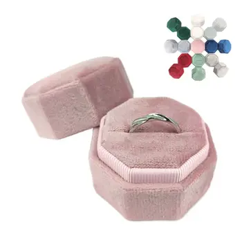 

1PC Velvet Single Ring Box Octagon Wedding Ceremony Ring Box with Detachable Lid
