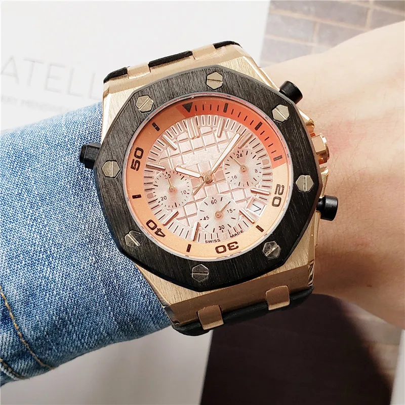 Brand Full-featured Bracelet Casual Quartz Watch 007 Top Real Leather Watch strap Belt Men's Men's Watch Hot Sale