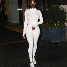 AOSSILIND 2020 Spring Turtleneck Skinny Casual Jumpsuit Women Embroidery Long Sleeve Zipper Sport Wear Ladies White Overalls AOSSILIND 2020 Spring Turtleneck Skinny Casual Jumpsuit Women Embroidery Long Sleeve Zipper Sport Wear Ladies White Overalls