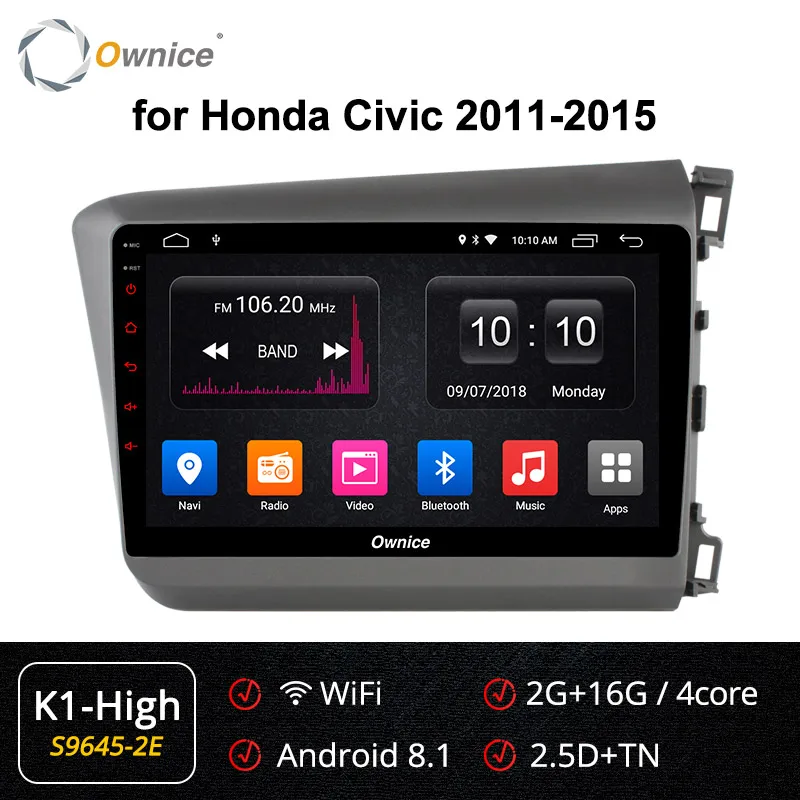 S9645-2 K1-High Ownice k3 k5 k6 Android9.0 Octa 8 Core 4G 360 панорамы для HONDA CIVIC 2011 2012 2013 автомобильный проигрыватель с радио и GPS 4G+ 64G DSP SPDIF - Цвет: S9645-2 K1-High