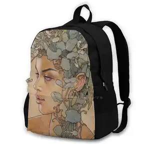 Fabaceae School Bag Big Capacity Backpack Laptop 15 Inch Fabaceae Beans Peas Pods Flowers Pyrography Wood Burning Helfer