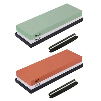 

2Set Whetstone, Double-Sided Knife Sharpening Stone Set Grit 2000/5000 Knife Sharpener Combination Waterstone Kits with Non-Slip