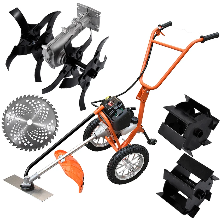 

New Arrival Hand-push Lawn Mower Multi-function Loosener Weeder Four-stroke 140FA Agricultural Orchard Mower 1.0KW 6500r/m 0.65L
