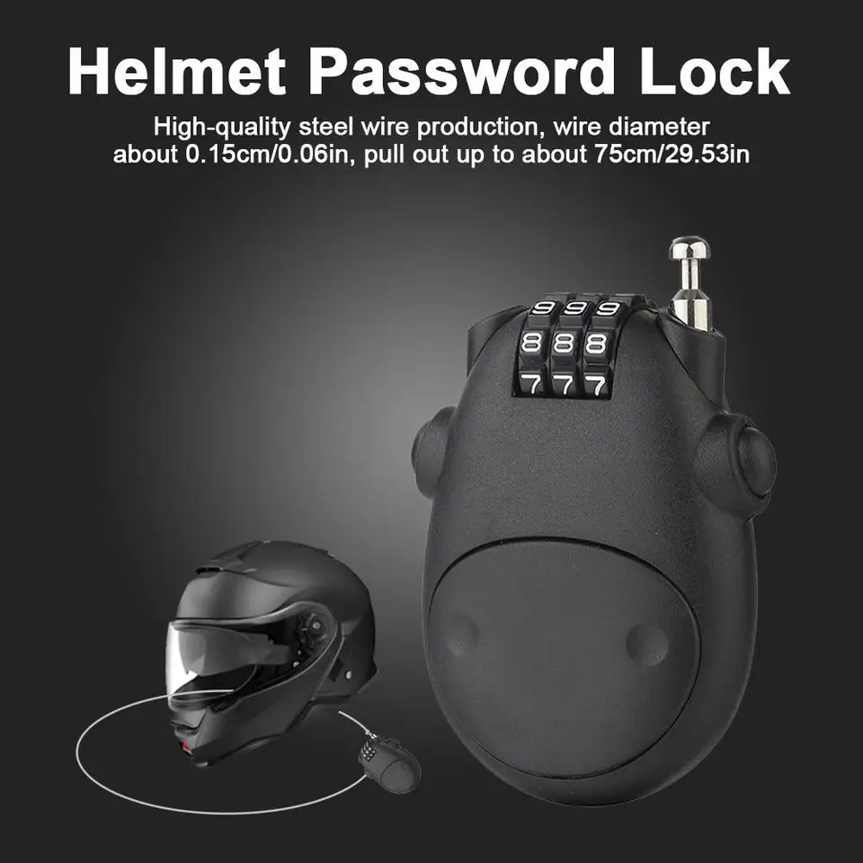 Helmet Disc Brake Lock 2 Pack Motorcycle Helmet Lock Set - Combination  Password Security Cable For Jacket \u0026 Luggage Anti-theft Cable Set, image size:960x960