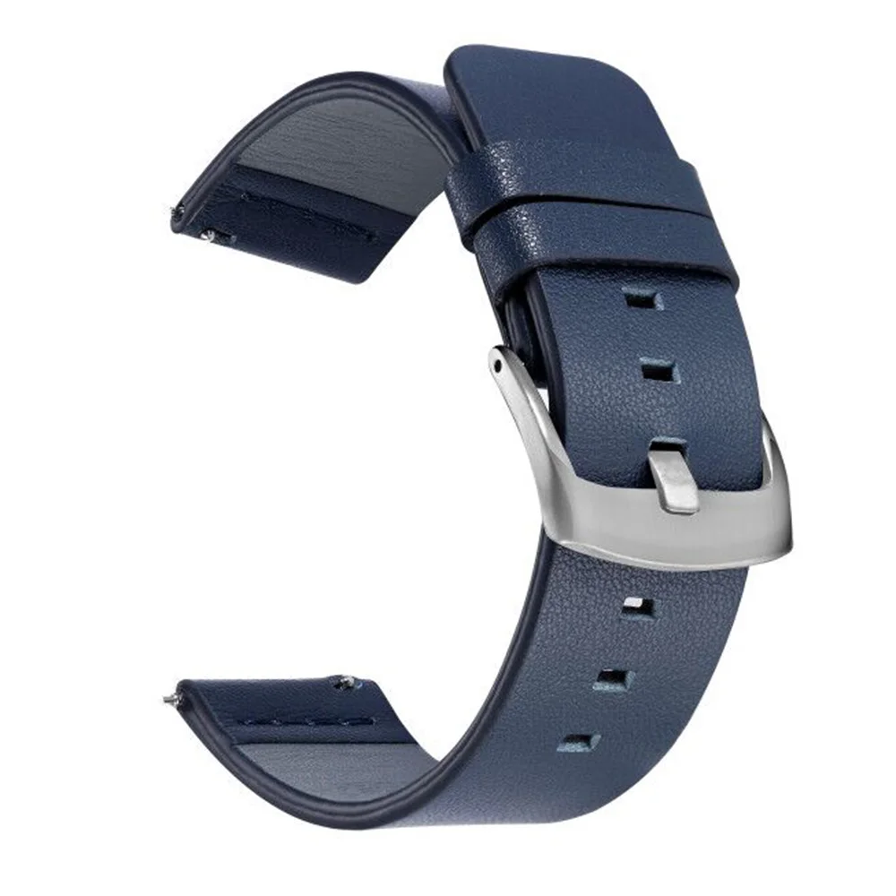 20mm 22mm Genuine Leather Watch band Strap for Samsung Galaxy Watch 42 46mm Gear S3 Sport WatchBand Quick Release 18 24mm - Цвет ремешка: Silver Blue