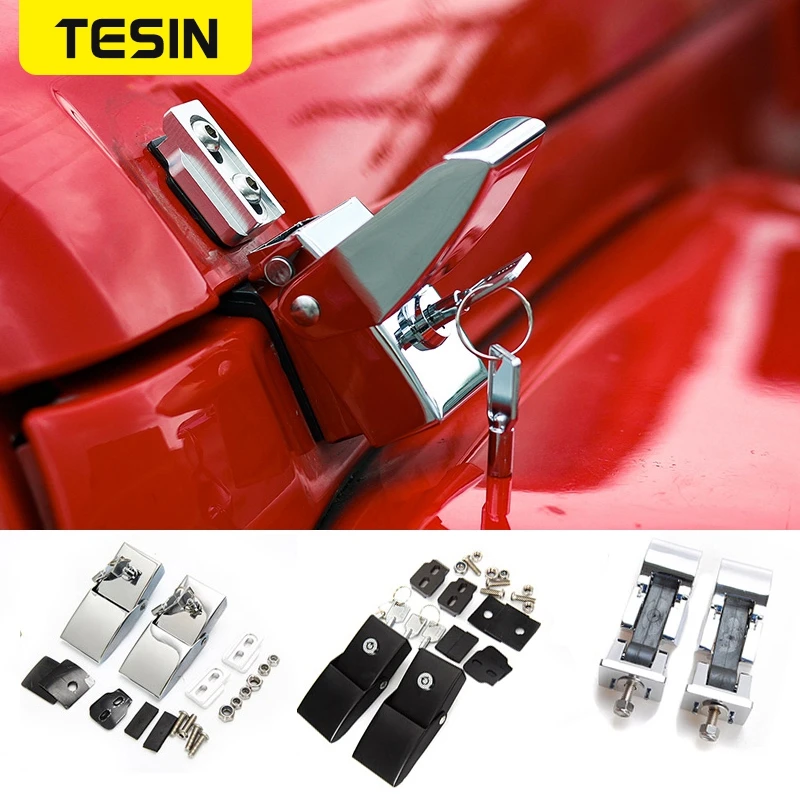 

TESIN Lock Hood Set With Key for Jeep Wrangler JK JL 2007-2018 Engine Cover for Jeep Gladiator JT 2018 2019 2020 Car Accessories