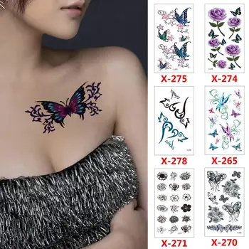 

14pcs/lot Temporary Tattoo Stickers Set Butterfly Bird Waterproof Decal Flower Tattoo Sticker Flash Shoulder Sticker Arm Ta U3I8