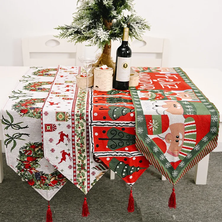 

2023 Tablecloth elk snowman table runner Christmas family wedding banquet holiday banquet restaurant table decoration
