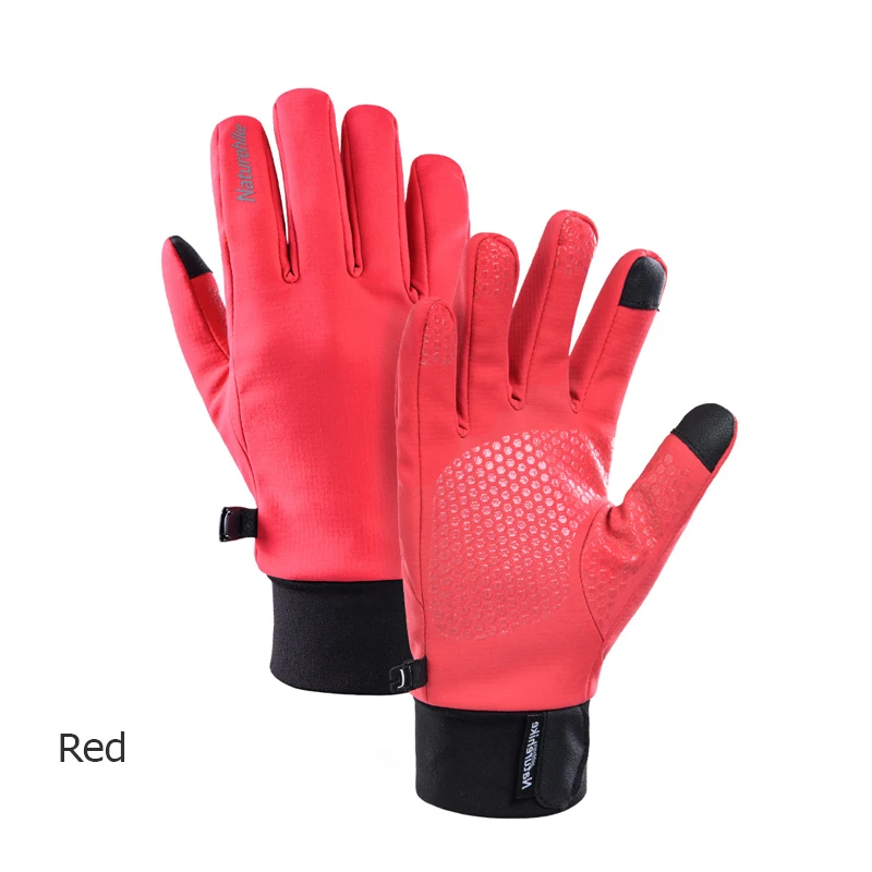 Naturehike NH19S005-T теплые Утепленные зимние флисовые перчатки с сенсорным экраном противоскользящие ветрозащитные перчатки для велоспорта Кемпинг Туризм Бег - Цвет: Красный