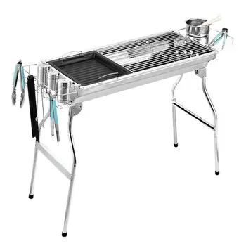 

Stainless Steel Portable Grill for Outdoor Tool Free Installation Handle Folding BBQ Cooking Grid Charcoal Grill with Bag