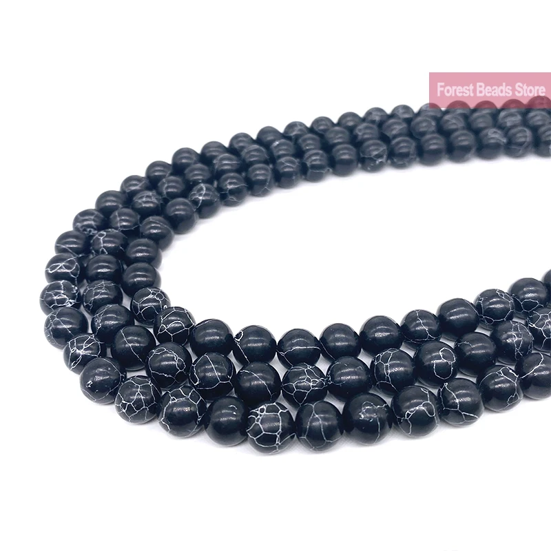 Бусины из натурального камня черные бирюзовые россыпью нитка 4 6 8 10 12 14 мм выбор