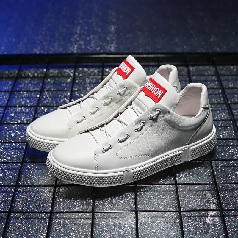 Autumn NEW Genuine Leather Men's Casual Shoes White Fashion Comfortable Flat Lace-up Men's Shoes Man Big Size 37-45