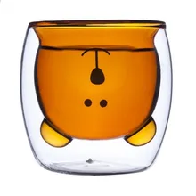 Кофейные чашки, кружка в форме медведя, двойные стенки, стеклянные кружки, устойчивые к кунг-фу, чай, молоко, чашка для лимонного сока, посуда для напитков, для детей