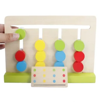 

New Style Children Montessori Educational Toys Four-Color Game Red Green Blue Round Logical Thinking Training Kids Wooden Toys