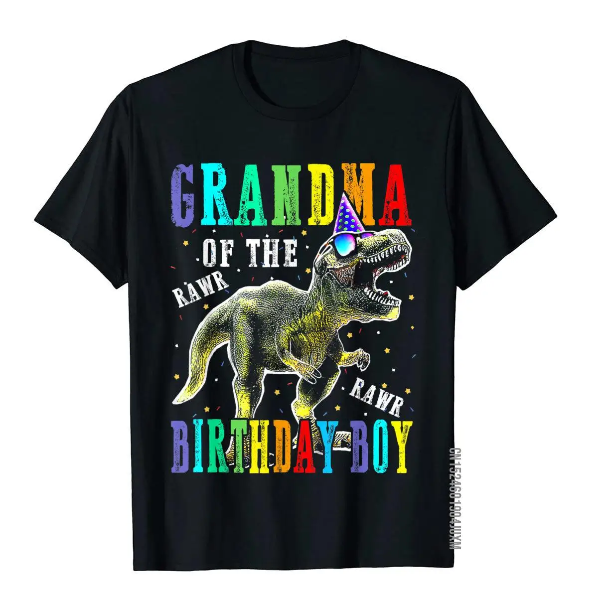 Grandma Of The Birthday Boy Dinosaur T-Shirt T-Shirt__97A3542black