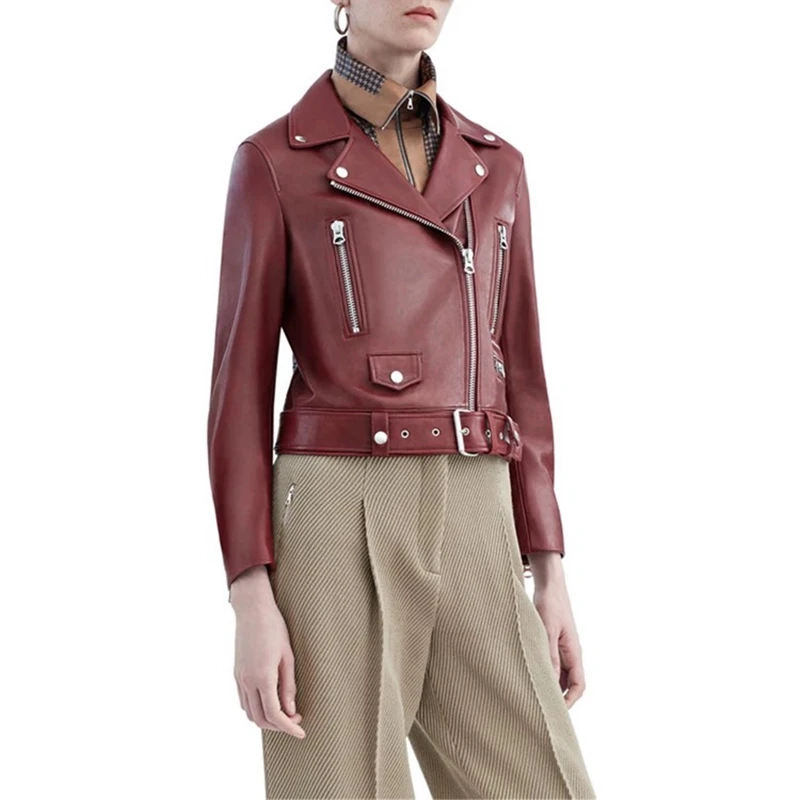 

Genuine 100% Real Sheepskin Women Coats Natural Sheepskin Genuine Leather Short Jacket Soft and high quality