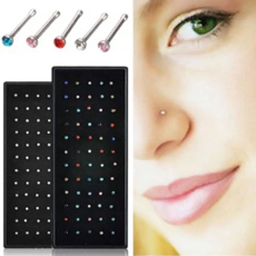 

60 Pcs 1.8mm Nasal Puncture Jewelry Popular Stainless Steel Studded Nasal Fashion Nails Unisex Exquisite