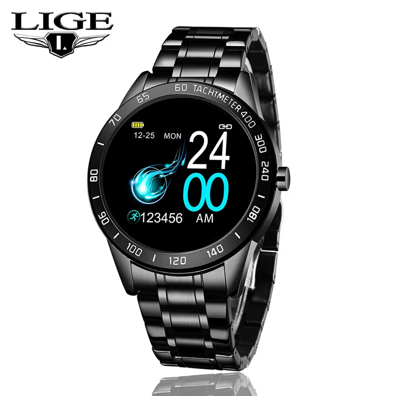

LIGE 2020 New Fashion Smart Watch Men Blood Pressure Heart Rate Monitoring Sports Waterproof Smart Watch Pedometer for Android