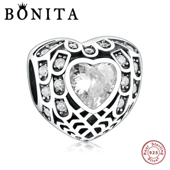 

Real 925 Sterling Silver sparkling Heart Charm Dangle Fit Original Charms Bracelet Necklace Beads Berloque DIY Jewelry Making