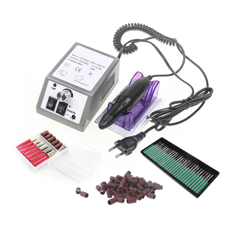 Gray Set EU PLUG Электрическая дрель для ногтей, маникюрный набор, напильник, серая ручка для ногтей, машинка, набор с вилкой европейского стандарта,, 100-240 В - Цвет: Gray Set EU PLUG