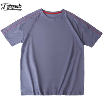 

FOJAGANTO Summer Men O-Neck T-Shirt Men's Harajuku Solid Short Sleeve T Shirt Trend Brand Male Cotton Wild T Shirts Tops