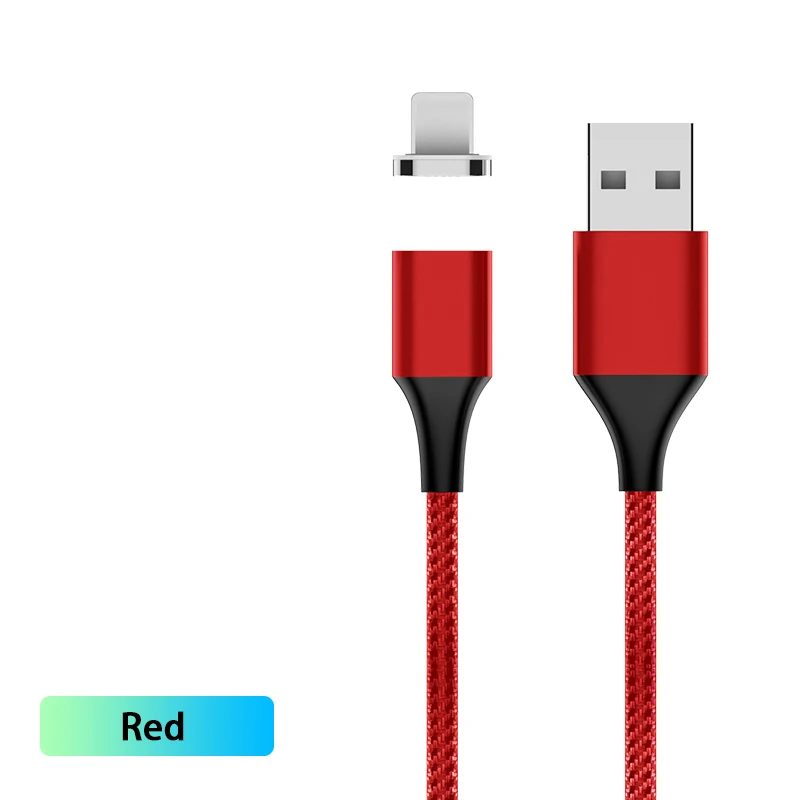 Red For iphone Магнитный кабель 3A Быстрая зарядка для iPhone Xiaomi samsung Android мобильный телефон магнит зарядное устройство type C Micro USB кабель для передачи данных - Цвет: Red For iphone