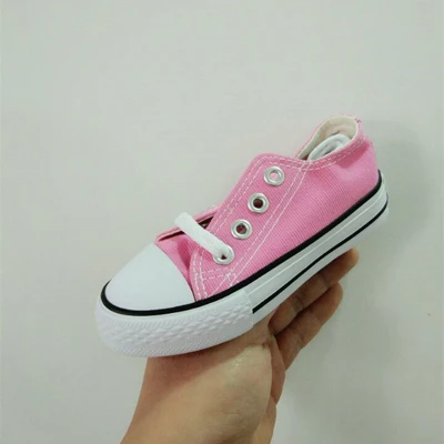 Pink low top Простая парусиновая обувь; Новинка года; сезон весна-осень; дышащая детская повседневная обувь; классические детские кроссовки; спортивная обувь для мальчиков и девочек - Цвет: Pink low top