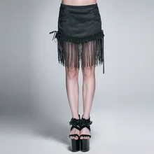 Дьявол модные готические высокие вязаные Для женщин пикантная бахрома; юбки в стиле пэчворк китайский узел вечерние Клубные короткие юбки