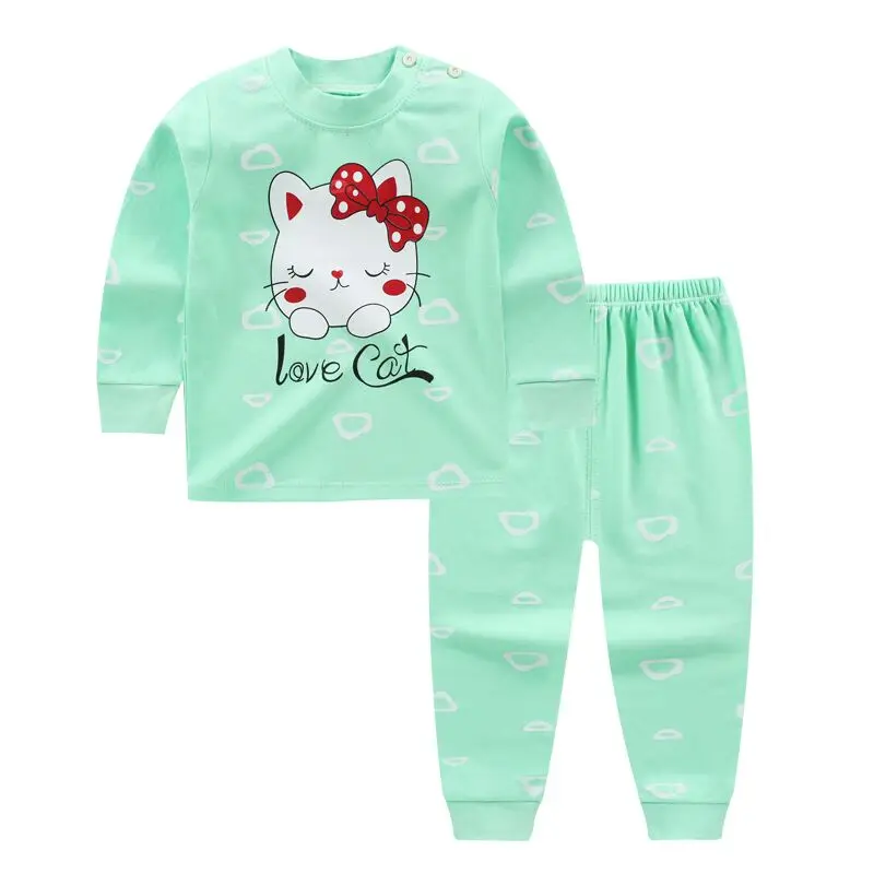 Осенняя Пижама для детей с длинными рукавами; хлопковый Пижамный костюм; комплект одежды с рисунками животных; детские пижамы; пижамный комплект; одежда для сна - Цвет: lumao