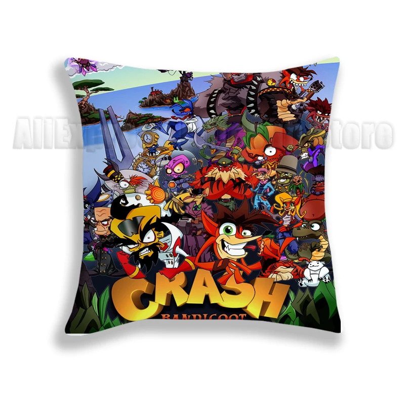 Crash Bandicoot On the Run! Pillow Case Crash Cushion Cover 45*45cm Polyester Pillow Cover Home Decorative No Pillow Insert 6