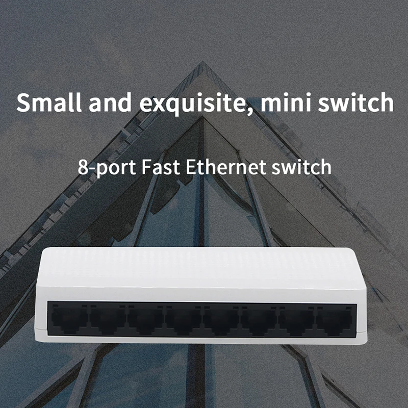 GLVISION GLS108 8 Port Настольный Ethernet коммутатор 10/100 Мбит/с автоматическое согласование