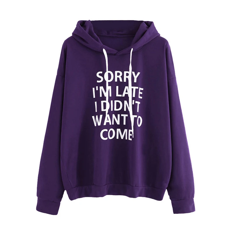 Style B Purple Oh Yes повседневные толстовки с буквенным принтом, Женская толстовка, новинка, зимний флисовый пуловер с капюшоном, плотные свободные женские толстовки, верхняя одежда - Цвет: Style B Purple