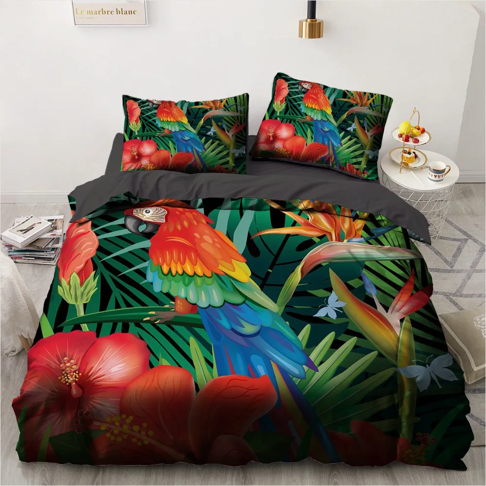 3D Plant Bedding Sets Quilt Covers Nordic Flower Duvet Cover Bedclothes King Queen Full Home Textile Bed Linens Pillow Shams 