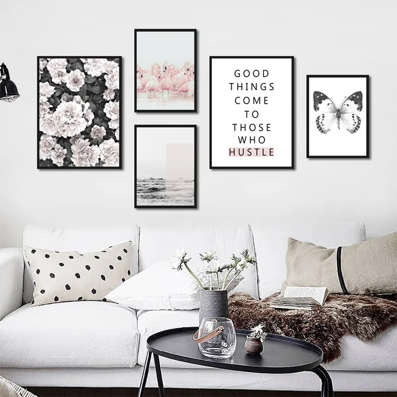 

Home Decoration In Northern Europe Simple Wind Butterfly Powder Swan Seascape Art Painting Wall Painting Frameless