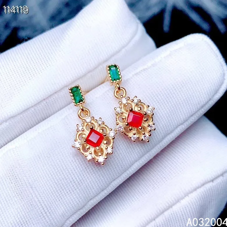 

KJJEAXCMY Fine Jewelry 925 Sterling Silver InlaidNatural Gem Ruby Female New Woman Girl Earrings Ear Studs Elegant Support Test
