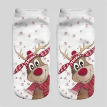 Рождественские носки унисекс забавные модные носки с 3D принтом милые короткие носки унисекс Женские носки с изображением Санта Клауса и снеговика