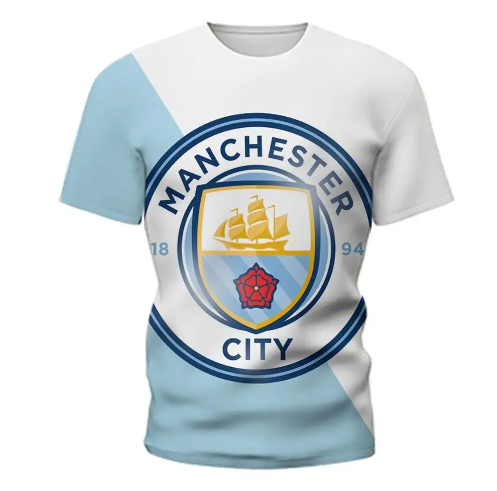 Уличная футболка с 3D изображением футбольного клуба Манчестера, Футбольная Футболка с круглым вырезом, модная футболка, тренировочный костюм, Мужская футболка - Цвет: TD01506