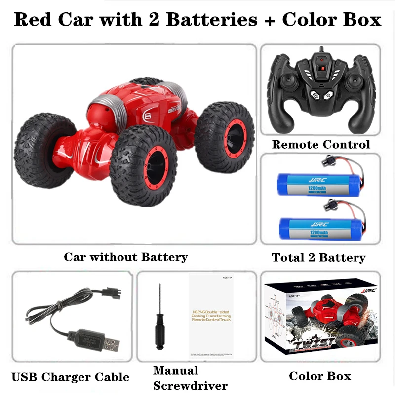 Радиоуправляемая машина на радиоуправлении 2,4 ГГц 4WD Twist-пустынные автомобили Внедорожные багги деформированные высокая скорость скалолазание RC автомобиль дети детские игрушки подарок - Цвет: Red-Color Box-2