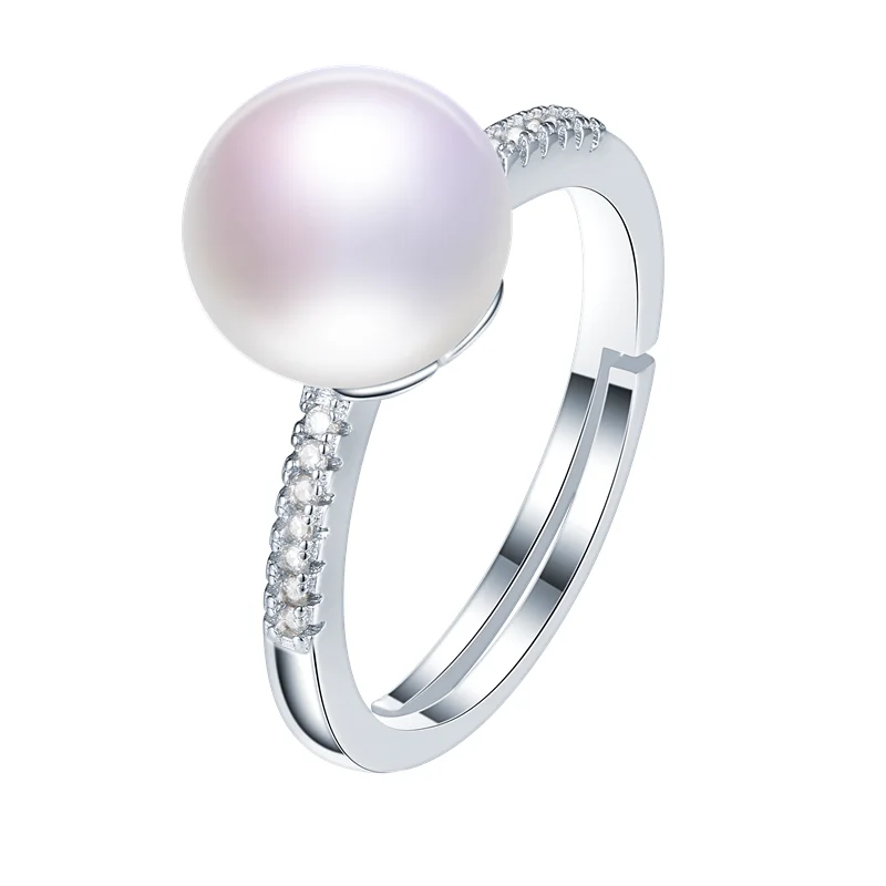 Подлинное Настоящее 925 пробы Серебряное кольцо с кристаллами CZ Faith Cross, кольцо на палец для женщин, свадебное обручальное ювелирное изделие из натурального жемчуга - Цвет камня: Белый