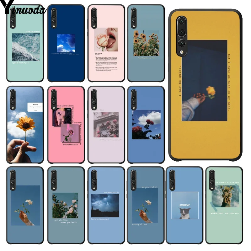 Yinuoda Синий Розовый эстетика песни текст эстетическое телефон чехол для Huawei P20Lite P10