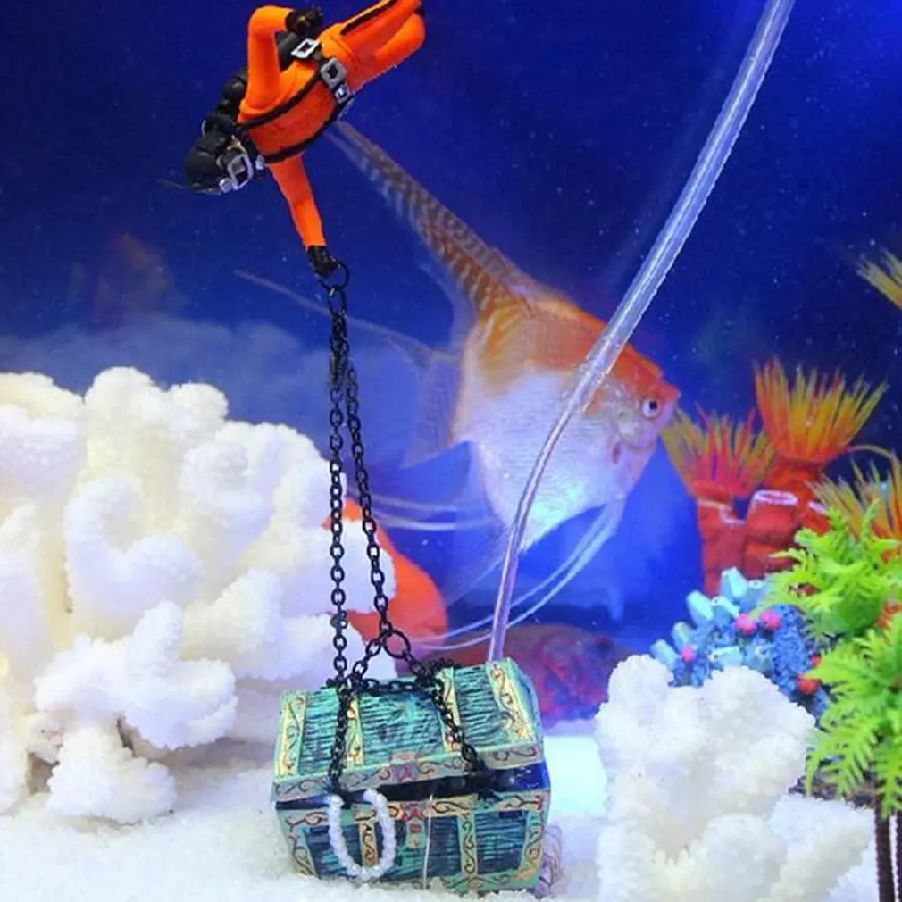 Diver Hunter сундук с сокровищами подводный Пейзаж орнамент мультфильм аквариум Аквариум Ландшафтный орнамент украшение