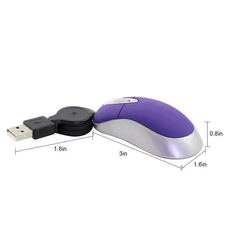 Мини USB Проводная мышь, маленькая Выдвижная мышь 1600 dpi, оптическая компактная дорожная мышь для Windows 98 2000 XP Vista версия