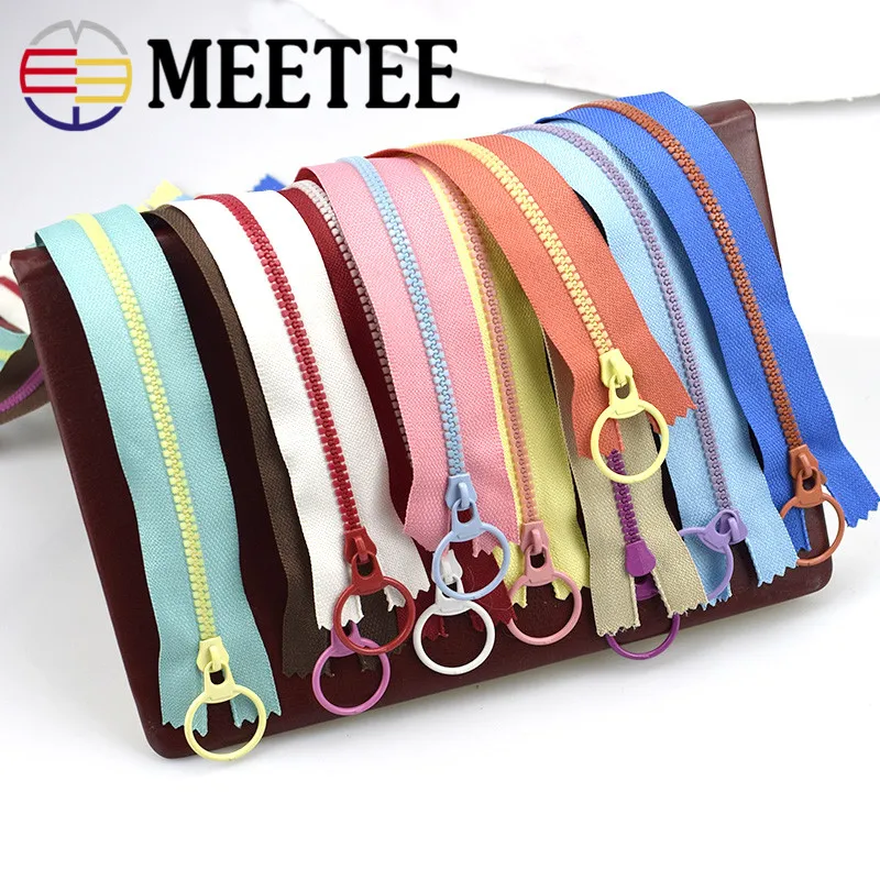 10 шт. Meetee 15-40 см 3# закрытый конец смолы молнии тяговое кольцо молния слайдер голова для шитья сумки кошелек ткань аксессуары ремесла