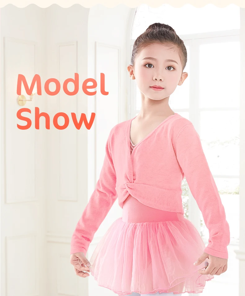 MSemis Kids Girls Dance Wrap Tops Ballet Dance Long Sleeve Cotton Crossover Cardigan Sweater Gymnastics Dancewear 