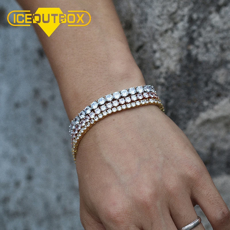 Женский/мужской браслет для тенниса ICEOUTBOX с подвесками из фианита класса ААА 3-6 мм
